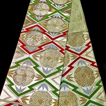 【茶】26-1102 日本和服腰帶 袋帶 金系 九百錦純金箔 歷史價格詳細信息