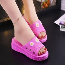 現貨熱銷-拖鞋女外穿夏時尚涼拖坡跟百搭鬆糕厚底一字拖防滑大碼高跟CRD 歷史價格詳細信息