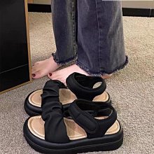 涼鞋女2023夏季新款一字帶粗跟超火仙女風平底大尺碼女鞋41一43 歷史價格詳細信息