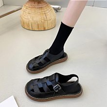 包頭涼鞋女鞋子2023年春夏新款坡跟尖頭金屬方扣氣質百搭後空單鞋【晴沐代購】 歷史價格詳細信息