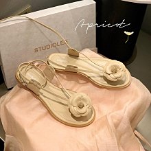 現貨直出 葡萄媽同款~法式新款山茶花花朵夾趾纏帶平底圓頭度假風羅馬涼鞋 價格比較,價格查詢,歷史價格詳細信息