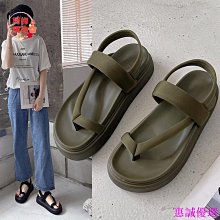 韓國厚底涼女2022新款夏季東大門網紅鬆糕底坡跟夾趾拖女外穿 歷史價格詳細信息