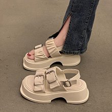 厚底涼鞋女2023年新款夏季百搭小香風魔術貼平底時尚沙灘鞋潮 歷史價格詳細信息