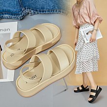 新款女鞋 大碼女鞋厚底涼鞋2023夏皮帶扣黑色一字帶軟底粗中小跟羅馬小碼女鞋313233 歷史價格詳細信息