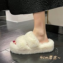 毛毛拖鞋厚底外穿ins潮2022年秋冬舒適保暖小眾毛絨可愛一字拖鞋-挖寶迎好年-可可精選 歷史價格詳細信息