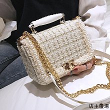 韓版珍珠包包女網紅diy 手工編織斜挎包ins百搭-李李 韓國女裝 歷史價格詳細信息