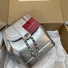 雙肩包女cardinal red韓國小眾復古牛皮鏈條小香風銀色水桶揹包包 歷史價格詳細信息