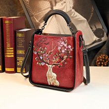 真皮刺繡包包媽媽款2024新款高級感紅色結婚包大氣手提包中年女包 歷史價格詳細信息
