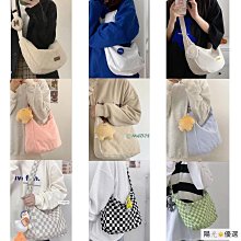 日系ins簡約素色百搭斜挎小包包女手機包男帆布餃子包背包-李李 韓國女裝 歷史價格詳細信息