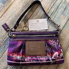 Coach Poppy Leather Canvas Signature C Keychain Chard holder Gold Clip ID 歷史價格詳細信息