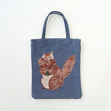 乾媽店。日本m.m繪本家-松尾美雪 手繪刺繡動物 貓咪 平織 帆布肩背手提包 托特包 環保購物袋 立體感 包包 歷史價格詳細信息