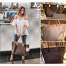 媽媽包 LV neverfull 14 Louis Vuitton 托特包 咖 棋盤格 紅內裡 歷史價格詳細信息