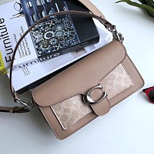 【COACH】TABBY 20 經典滿版C LOGO PVC拼接皮革金屬C字肩背/斜背兩用酒神包(-卡其/棕色) 歷史價格詳細信息