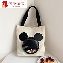 通勤可愛卡通米奇公仔手提單肩托特包休閑大容量2024新款帆布布包 歷史價格詳細信息