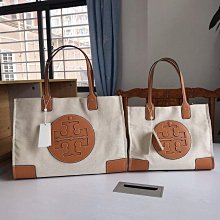 Tory Burch TB購物袋 手提包 大容量 托特包 tory單肩斜跨包 經典logo帆布配皮休閒公文包 時尚肩背包 歷史價格詳細信息