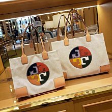Tory Burch TB購物袋 手提包 大容量 托特包 tory單肩斜跨包 經典logo帆布配皮休閒公文包 時尚肩背包 歷史價格詳細信息