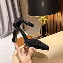 【熱銷精選】方頭高跟單鞋女粗跟春秋季年新款百搭設計感小眾氣質黑色職業 歷史價格詳細信息