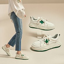 真皮小白鞋女2023新款秋冬加絨超火厚底增高鬆糕百搭真皮休閒板鞋 歷史價格詳細信息