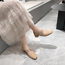 仙女風珍珠粗跟涼鞋女外穿2023年夏季新款百搭夾趾水晶跟羅馬涼拖【晴沐代購】 歷史價格詳細信息