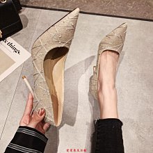 女鞋 高跟鞋女新款夏季尖頭細跟單鞋配裙子低跟時尚氣質不累腳爆款 歷史價格詳細信息