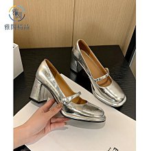 銀色瑪麗珍女子2023年春秋新款粗跟淺口仙女晚風溫柔單 歷史價格詳細信息