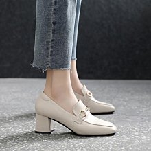 大碼單鞋 小碼鞋女 一腳蹬舒適軟底職業鞋黑色四季百搭英倫風女士小皮鞋時尚通勤單鞋 歷史價格詳細信息