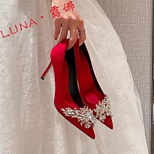 婚鞋秀禾婚紗兩穿女2023秋新款女鞋新娘鞋細跟紅色高跟鞋女士鞋子 歷史價格詳細信息