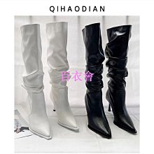 不過膝女靴白色靴子女西部高筒騎士靴顯瘦靴異形跟粗跟牛仔靴長靴 歷史價格詳細信息