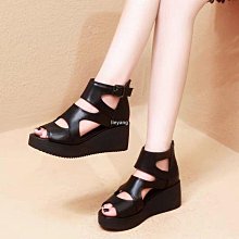 好久不見~涼鞋♘坡跟涼鞋女夏防水臺歐美2020新款厚底絨面小碼時尚一字女鞋高跟鞋 歷史價格詳細信息