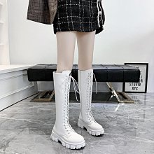 英倫厚底高筒靴女2024年新款秋冬季時尚圓頭後拉鏈不過膝長筒靴女 歷史價格詳細信息