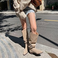 平底堆堆靴子女秋冬顯瘦翻毛皮過膝長筒靴2023新爆款粗腿高筒長靴 歷史價格詳細信息