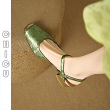 CHIC U 法式復古真皮尖頭鞋通勤愛心金屬扣四季單鞋女淺口通勤工作鞋低跟鞋女 歷史價格詳細信息