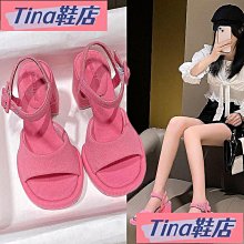 Tina鞋店  【高跟鞋】氣質名媛涼鞋 尖頭高跟鞋 小眾半包頭細跟鞋 年新款春夏水鑽高跟涼鞋 超仙一字式扣帶女鞋- 歷史價格詳細信息