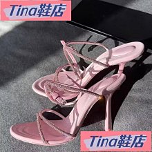 Tina鞋店  新款高跟鞋 碼高跟鞋 春夏新款水鉆寶石腳腕纏繞蛇形高跟涼鞋性感歐美碼鞋女- 歷史價格詳細信息