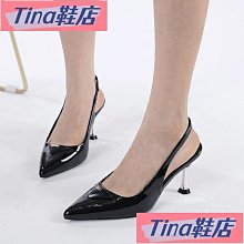 Tina鞋店  【高跟鞋】氣質名媛涼鞋 尖頭高跟鞋 小眾半包頭細跟鞋 年新款春夏水鑽高跟涼鞋 超仙一字式扣帶女鞋- 歷史價格詳細信息