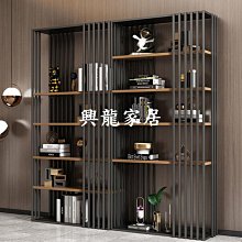 簡約鐵藝隔斷置物架 落地辦公室實木書架裝飾展示架客廳收納櫃 歷史價格詳細信息