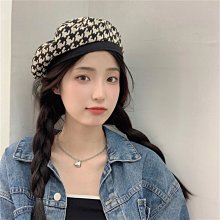 千鳥 貝雷帽 帽子 貝蕾帽 毛帽 造型帽 皮格 拼接 千鳥格 格紋 畫家帽 八角帽 明星 網紅 韓國 歐美 BEGIN 歷史價格詳細信息