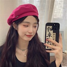 芭比女貝雷帽多巴胺玫粉色毛絨帽子可愛畫家帽美式甜心毛呢帽女 歷史價格詳細信息