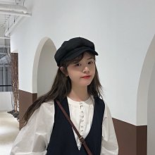 丁走走日系復古百搭黑色貝雷帽女秋英倫韓版潮顯臉小畫家帽 歷史價格詳細信息