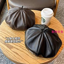 顯臉小PU皮質八角帽女新款海軍貝雷帽英倫復古報童帽子休閑 歷史價格詳細信息
