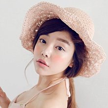 草帽 韩版复古粉蓝色度假沙滩宽檐波浪爵士礼帽女夏天遮阳防晒出游草帽~熱銷 歷史價格詳細信息