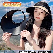 黑膠空頂遮陽帽女夏帽子防紫外線遮臉漁夫帽可摺疊調節大頭圍 歷史價格詳細信息