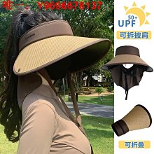 防晒帽大帽檐護頸防曬帽女夏新款防紫外線遮陽帽騎車空頂冰絲太陽帽  现货 歷史價格詳細信息