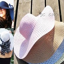 JC飾品批發*驚爆價-含絲巾深藍色雜誌款墾丁菱形格編織草編遮陽帽大寬沿帽-沙灘防曬衝浪春吶音樂祭滿500批發價69 歷史價格詳細信息