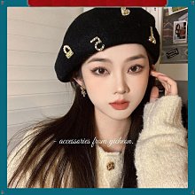 【金屬標貝雷帽】假髮女款微卷簡約百搭貝雷帽假髮一體長卷發 歷史價格詳細信息