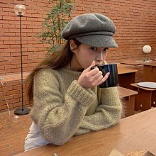 韓國 畫家帽 貝蕾帽 毛呢 八角帽 軍帽 黃色 綠色  百搭 姊妹 閨蜜 復古風 歷史價格詳細信息