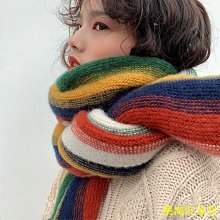 【現貨】彩虹針織圍巾女秋冬加厚保暖披肩韓版學生可愛少女圍脖【滿599免運】 價格比較,價格查詢,歷史價格詳細信息