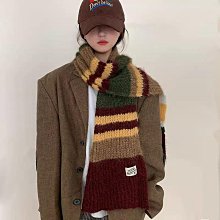 圍巾 披肩 韓版條紋時尚H秋冬仿羊絨圍巾女冬加厚雙面御寒圍脖斗篷披肩外搭WY040 歷史價格詳細信息