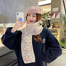 圍巾 披肩 韓版甜美拼色保暖圍巾女 2023大披肩學生仿羊絨冬季圍脖WY040 歷史價格詳細信息