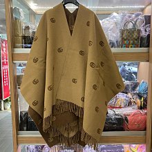 GUCCI GG Logo 羊毛披肩/圍巾(可可色) 165903 3G646 9664 歷史價格詳細信息